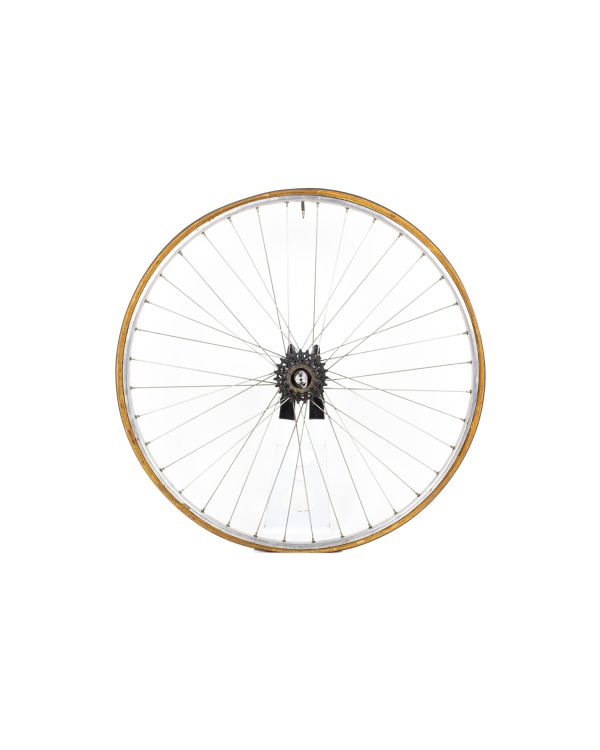 silver rim x campagnolo record rear road wheel
